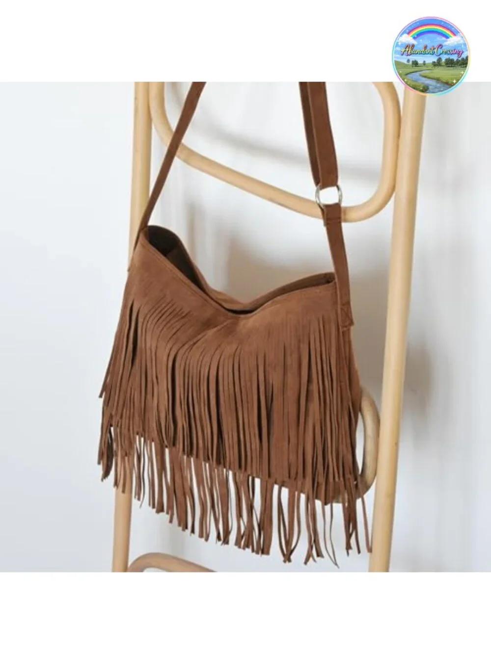 Faux Suede Leather Hobo Crossbody Bag with Tassel Zipper Closure Adjustable